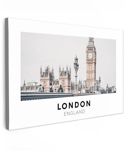 MuchoWow© Leinwandbild Groß XXL Dekoration Wohnzimmer Bilder Aufhängen Wall | 120x80 cm - Decoration Living Room Wohnungs Deko Moderne London - England - Big Ben
