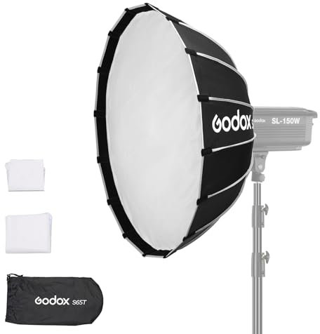Godox S65T Bowens-Halterung Softbox, 65 cm, Reflektierender Stoff, Diffusor, Kompakt, Softbox für Fotografie, Dauerlicht, Stroboskoplicht