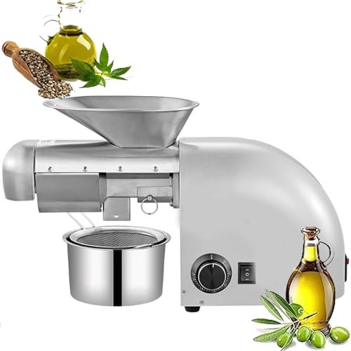 DPQYJPP Pressa Olio Automatica Estrattore Olio Noci Freddo/Caldo Pressa Olio in Acciaio Inossidabile, Pressa Continua 24 Ore su 24 e dissipazione Calore per Arachidi Sesamo Semi Lino,Silver