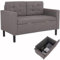 Mingone Divano 2 Posti Poltrona Salotto Moderno con Spazio di Archiviazione Piedi Affusolati Tessuto di lino Rimovibile Divano Per il tempo libero 63 x 118 x 76 cm (Taupe)
