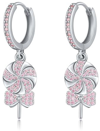 VENACOLY Lollipop Ohrringe Sterling Silber Rosa Lollipop Candy Anhänger Tropfen Ohrringe Schmuck Geschenk für Frauen Mädchen