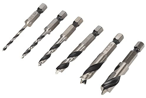 6Pcs 3 Point Drill Bit High 3 Point Drill Bit Woodworking Drill Speed Steel Brad Point Drill Imperial Woodworking Drilling Tool for Woodworking Maple Oak Cherry