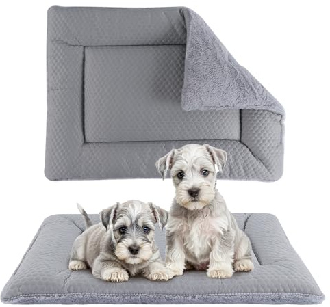 BVAGSS Hundebett Kleine Hunde Reversible, kühl und warm Matten Hundekissen, Waschbar Hundematte für klein mittel große Hunde XH080 (76x50cm,Grau)