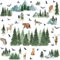 MOSITU Woodland Animal Wall Stickers Forest Animals Wall Decal Watercolor Green Pine Tree Wall Stickers Removable Large Mountain Tree Animal Wall Stickers for Nursery Kids Room Bedroom Decor, UKM068