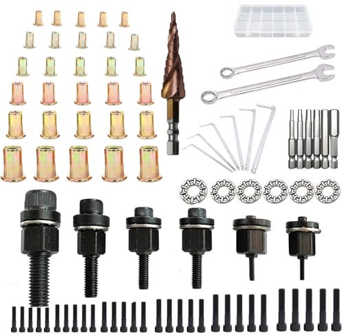 TOOSOAR Remachadora Manual de Cabezales Kit,87 piezas Mano Remache Tuerca Herramienta,Diseñado para Espacios Confinados
