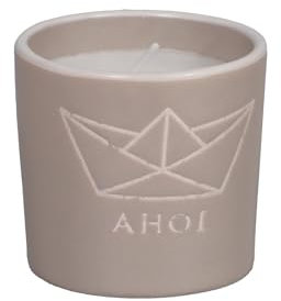 Seaside No.64 - maritimes Steingut-Geschirr in beige - Mix & Match Serie aus Keramik - nautische Motive zum Kombinieren - Küchenzubehör, Geschenkartikel (Kerze, Papierboot)