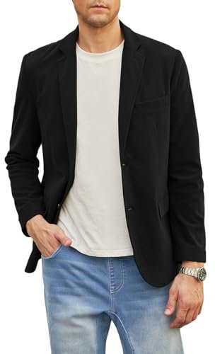 Elegancity Herren Cord Anzugjacke Retro Sakko Freizeit Blazer Regular Fit Winterjacken Mit 3 Taschen Schwarz，XXL