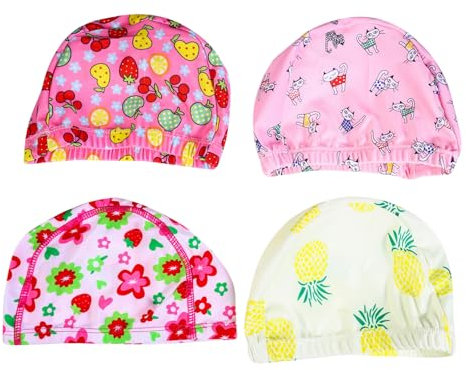 KOMBIUDA 4 Gorros De Natación De Poliéster Gorros Piscina Bebe Dibujos Animados Cómodos Ligeros