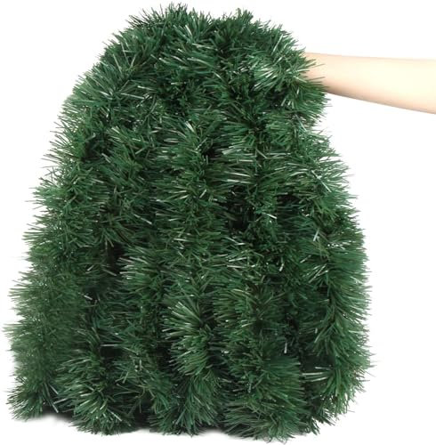 SULOLI Ghirlanda Natalizia Verde,50 Feet/15.5 Metri Ghirlanda Artificiale per Decorazioni Albero di Natale
