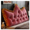 Yahbrra Headboard with Large Back Cushion and Comfortable Reading Backrest, 2 in 1 Backrest and Head Cushion for Bed, Couch, Wall and Day Bed (Crystal Velvet-Red, 120 * 55cm)