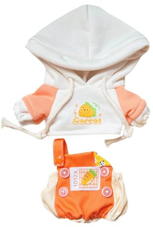 niannyyhouse 20 cm große Plüschpuppenkleidung mit Fruchtmuster Hoodies Overalls 20,3 cm weiche Stoffpuppe Dressup (Orange)