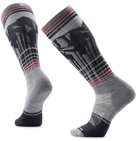 Smartwool, Men's, Ski Targeted Cushion Summit Shot Over The Calf Socks, Light Gray, Large