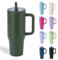 Moollyfox 1200ml/40oz Isolierbecher Auslaufsicher Edelstahl Doppelwandig Autobecher mit Strohhalm Kaffeetasse Kühlbecher Reisebecher mit Griff & Auslaufsicherer Deckel Dunkelgrün