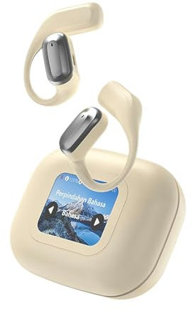 Auriculares sobre la oreja Xp2, auriculares inalámbricos abiertos 2024 con pantalla LED, tapones para los oídos desconectados, versión 5.4, auriculares Bluetooth para escuchar la salud (blanco)