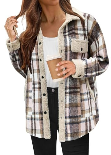 Lxitoler Manteau Femme Veste Longue Mi-Saison D'Hiver Surchemise Boutonnée Doublée En Sherpa Chemise En Jean Manches Longues En Velours