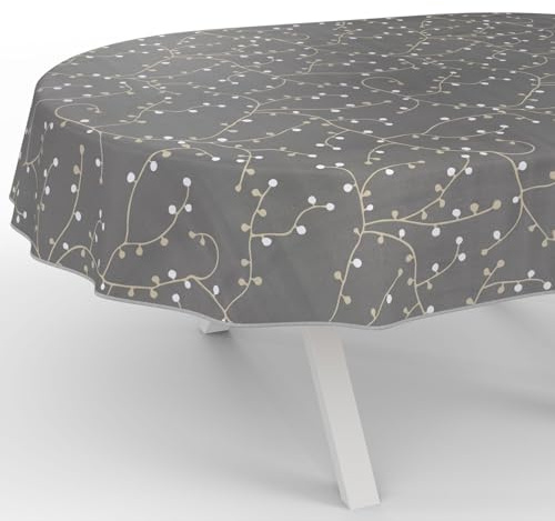 Wachstuchtischdecke Wachstischdecke Wachstuch Tischdecke abwaschbar Gartentischdecke Wasserabweisend Oval 240x140cm mit Saum (Eingefasst) Elena