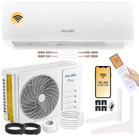 Sollero Aire acondicionado Split 12000 BTU 3,5 kW, autolimpieza, silencioso, Smart Home, aire acondicionado inversor con función de calefacción, refrigerante R32, temporizador, hasta 59 m²