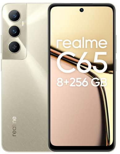 realme C65 Smartphone Android, Móvil 4G, Pantalla Eye Comfort de 6,67'', 16GB Dynamic RAM, 256GB ROM, Cámara AI de 50MP, G85 MediaTek Helio, Batería 5000mAh, Dorado