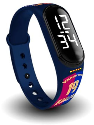 FIT & FUN Offizielle FC Barcelona Digitaluhr mit Armband, wasserdicht, Sportuhr mit Kalenderfunktionen, offizielles Barça-Design, 1. Outfit FC Barcelona, Saison 24-25, 19 Lamine Yamal