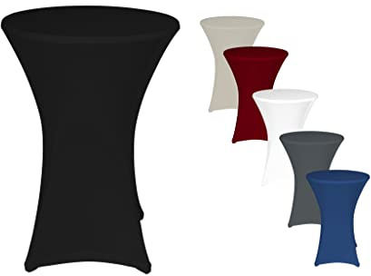 TexDeko® 5er-Set Stretch Stehtischhusse für Bistrotisch Ø 60-65 cm Schwarz | Öko-Tex Siegel strapazierfähig verstärkte Fußtaschen bügelfrei waschbar