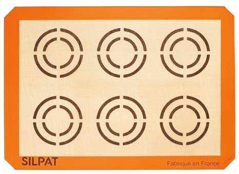 Silpat Toile de Cuisson 6 Grands Cookies – Antiadhésive et Réutilisable – Résultat Uniforme, Sans Graissage – Résistant, Qualité Professionnelle - Accessoire Cuisine, Patisserie Rectangulaire