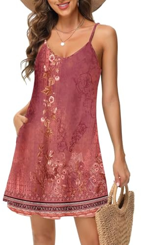 Tanmolo Damen Sommer Kleid Kurz Strandkleid Spaghettitrger Freizeitkleid | Leichtgewicht, Taschen, Strand & Urlaub, Cover up, Basic