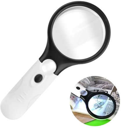 Lupa con Luz, Lupa de Mano iluminada 3X 45X Lupas de Gran Aumento con 3 Luces LED, Lupa de Lectura Mano Portátil, para Leer Libros, Inspección, Manualidades