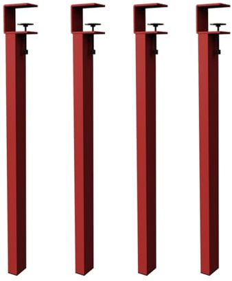 DJCYGG 4 Pcs F-Shaped Clamp-on Table Legs,Table Leg Riser with Wheels,Metal Furniture Feet Worktop Support Leg,for Coffee Table Breakfast Bar,No Punching Design (Red,71cm)