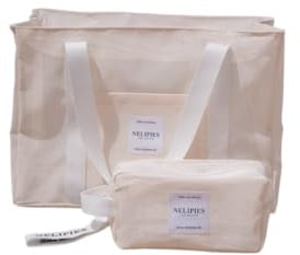 Nelipies Strandtasche mit Reißverschluss XXL I Handtasche Damen I Große Badetasche I Shopper I Familie, Urlaub, Sport I leichte Schwimmtasche Creme