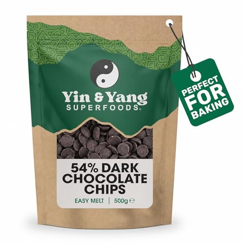 Dark Chocolate Chips 54% Cocoa 500g | Vegan | Palm Oil-Free | 54% Cocoa Vegan Chocolate Chips, That Melt Smoothly. Perfect For Cookies, Brownies, Cakes, And Desserts.