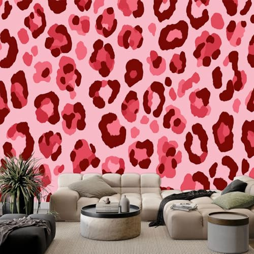 Générique Papier Peint Intissé 3D imprimé léopard rose 250x175 cm Papier Peint Poster Tableaux Photo Muraux Panoramique Moderne, Pour Salon Chambre Chambre D'Enfant Décor Murale