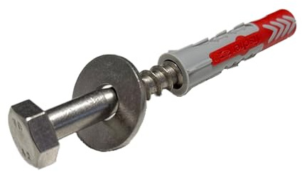 Sechskant-Holzschraube aus Edelstahl V2A DIN 571, M8 x 60, mit Unterlegscheibe und Fischer Dübel - 10 Stück -