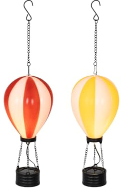 Lumineo Solar LED Heißluftballon 22x9,5cm Kunststoff Metall 1 Stück Sortiert - Solarbetriebene Dekoleuchte für Garten & Balkon - Solarleuchte Lichtdeko für Außen hängend als Gartendeko Balkondeko