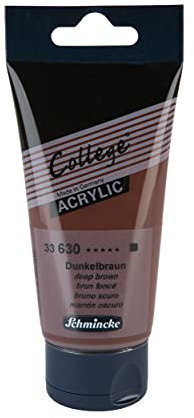 Schmincke - College Acrylic, Dunkelbraun in 75 ml-Tube, 33630013, Acrylfarbe mit Künstler-Pigmenten in hoher Konzentration, deckend und lasierend, lichtecht, seidenmatt