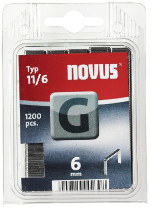 Novus Flachdrahtklammern 6 mm, für Hammertacker, 1200 Klammern vom Typ G 11/6, Heftmittel aus verzinktem Stahldraht