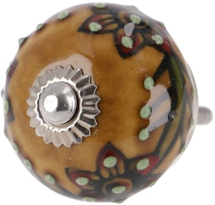 Keramik Möbelknopf, Möbelgriff, Schranktürknöpfe, 3,5 cm, Modell 34 | Handbemalt, Gewinde M5, 4 cm lang, ideal für Schubladen und Schränke, dekorativ und funktional