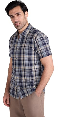Mountain Warehouse Weekender Kurzarm-Shirt für Herren - 100% Baumwolle, leichtes Herrenshirt, atmungsaktives Baumwollhemd - Frühling Sommer, Camping & Reisen Hell Blau XXL