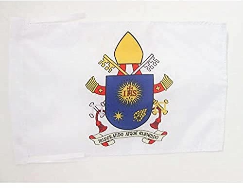 AZ FLAG - Coat of Arms of Pope Francis Flag - 18'' x 12'' - 100% Polyester vatican Small Banner with Two Cords - Fade Resistant - Vivid Colors - 18x12 in - 45x30 Cm