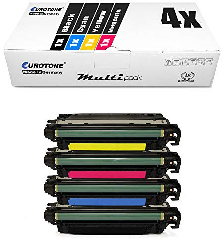 4X Eurotone XXL kompatibler Toner für HP Color Laserjet CP 3525 X DN N ersetzt CE250X-53A 504A 504X