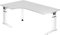 bümö höhenverstellbarer Eckschreibtisch U-Serie 200x120 weiß, Gestell in weiß - Schreibtisch L Form, großer Tisch für's Büro, Computertisch höhenverstellbar