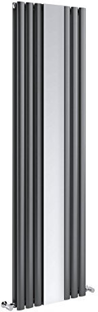 Gala Vertical Radiator | Mirrored Radiator | Oval Panel Double Column | Central Heating | Living Room Hallway Bathroom Radiator | 1800 x 500 | Anthracite