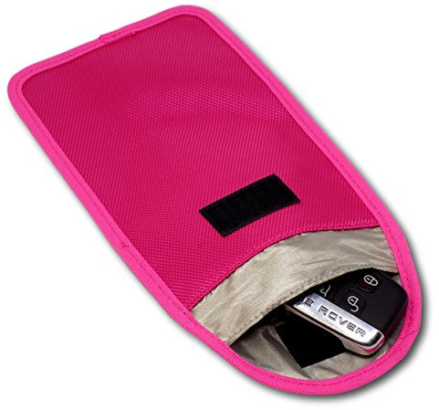 Minder Signal Blocker - Signal Jamming Case RFID Blocking Pouch Keyless Entry/Start Car Keys & Mobile Phones - Faraday Bag Protection Security Against Relay Crime (Hot Pink, 170mm x 105mm (Internal))