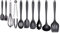 10-Piece Silicone Kitchen Utensil Set - Non-Stick, Heat Resistant Cooking Utensils Set of Spatula, Turner, Spoons, Tong, Oil Brush and Whisk (Black)