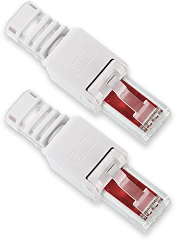 2X Netzwerk Stecker RJ45 Cat6 Cat7 Cat5 LAN Kabel werkzeuglos Netzwerkstecker ohne Werkzeug werkzeugfrei Crimpstecker für Patchkabel Netzwerkkabel