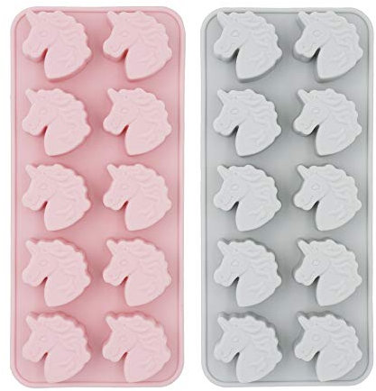 MoldFun Lot de 2 moules en silicone tête de licorne pour chocolat, bonbons, bonbons, gelées, petits savons, bombes de bain, gâteaux, gâteaux, biscuits, glaçons