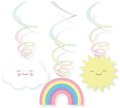 Amscan 9904315 - Dekospiralen Rainbow and Cloud, Wolke, Regenbogen, Sonne, Kindergeburtstag, Hängedekoration