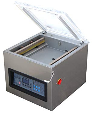 Kammer Vakuumiergerät mit Edelstahlgehäuse, Industrie-Vakuumpumpe, 2 innenliegende Schweißbalken, Inert-Begasung und Digitalpanel, PM-VC-400-TG-2S