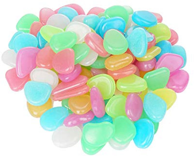 moinkerin 100 Pcs Colorful Luminous Cobblestones, Glowing Pebbles Stones Glow in the Dark for Garden Walkways Decoration, Aquarium Fish Tank