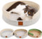 PJDDP Katzenbett Rund, Bequemes Katzennest Kratzbrett Katzenkorb Katzensofa, Hand Stricken Baumwolle Sommer Katze Kratzen Katzenhöhle Für Alle Katzen Und Kleine Hunde,Weiß