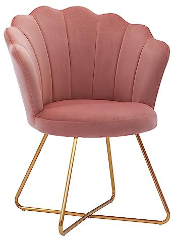 Duhome Schminkstuhl Samt, Polstersessel Polsterstuhl mit Metallgestell Samtstuhl Sessel für Wohnzimmer Schlafzimmer Schminktisch, Rosa